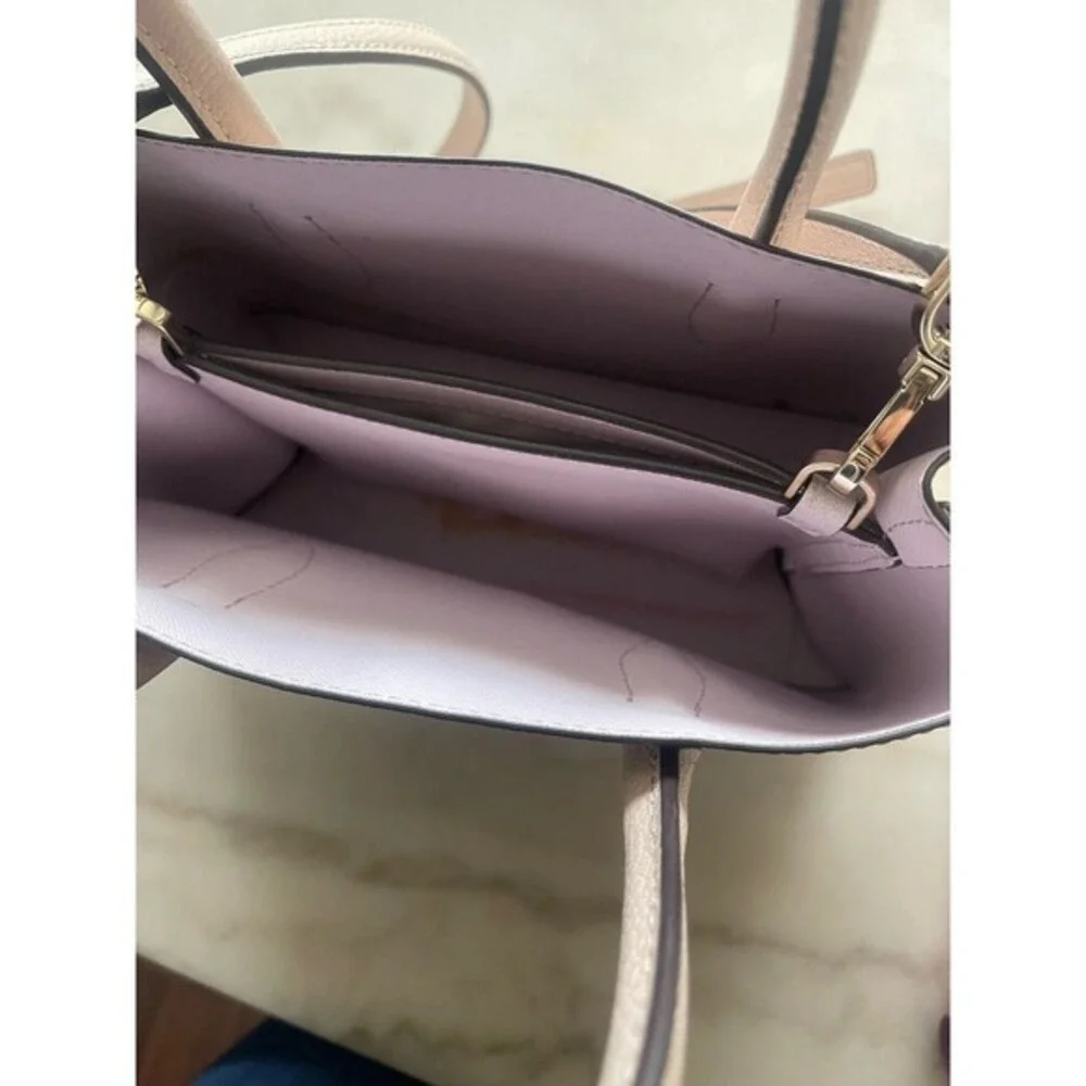 Kate Spade Eva Small Leather Satchel Crossbody Bag Purse Warm Beige/Blush